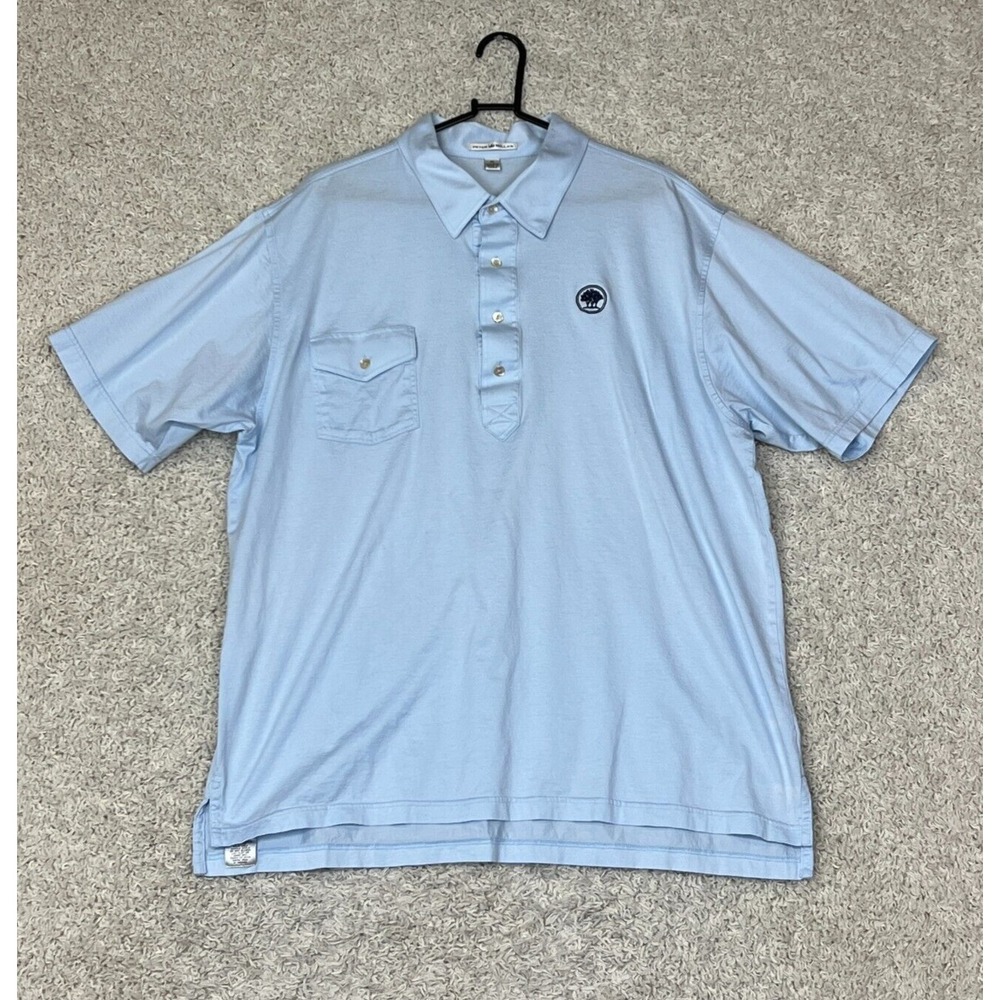 Peter Millar Polo Shirt Mens XL Blue Pocket Preppy Travel Vacation Casual